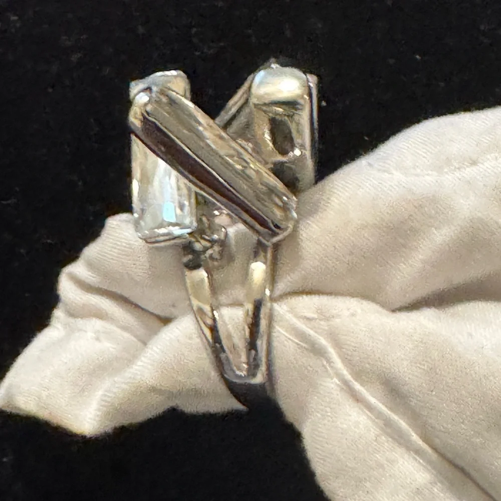 Silver 4 Clear Baguette CZ Ring Elegant Silver Crystal Ring